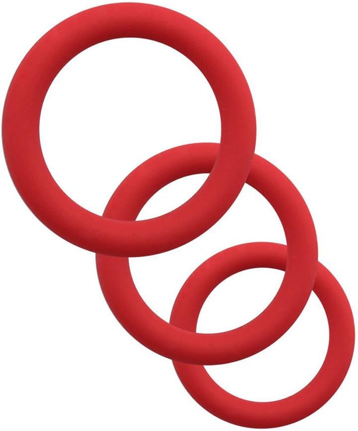 3 Different Size Flexible Slicone Rings for Bedroom (Red)