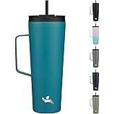 Konokyo Insulated Tumbler with Handle and Straw, 26 OZ Travel Coffee Mug Stainless Steel Cup Metal Water Bottle,Blue