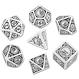 Q-Workshop Polyhedral Steampunk Clockwork Poly Set White w/Black 7-Die Set