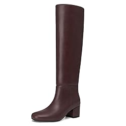 Athlefit Brown Knee High Boots for Women Chunky Low