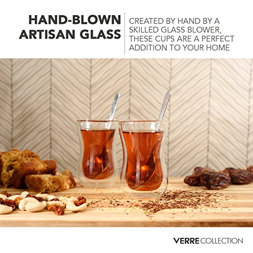 Original Double Wall Turkish Tea Glass Cups, 4.25 Ounce, Set of 2