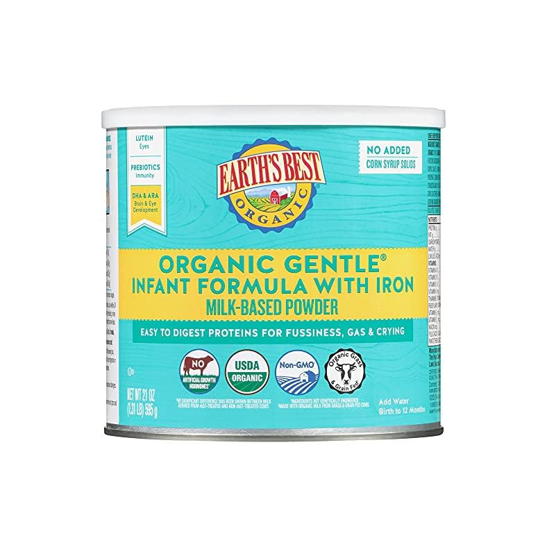 Earth’s Best Organic Baby Formula for Babies 0-12 Months, Powdered Milk-Based Gentle Formula with Iron and Easy to…