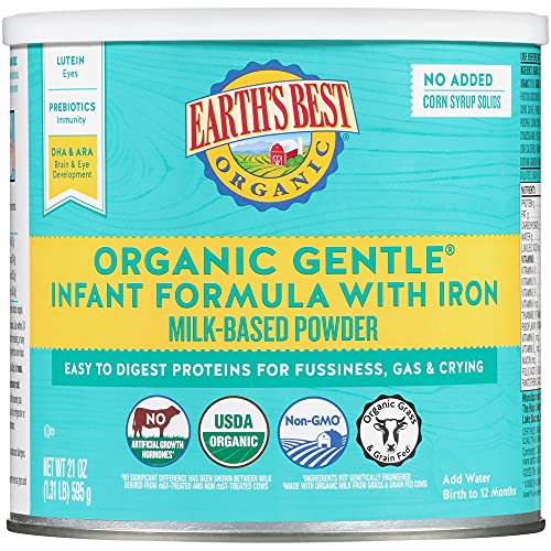 Earth’s Best Organic Baby Formula for Babies 0-12 Months, Powdered Milk-Based Gentle Formula with Iron and Easy to…