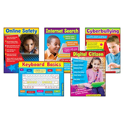 Trend Enterprises Technology (Primary) Learning Charts Combo Pack (5 Piece), 17" x 22"