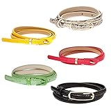 BMC Womens 5pc Mix Color Faux Leather Fashion Statement Skinny Belts Bundle-Set 1, Color Coordinated