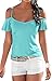 PinupArt Women's Blue Off Shoulder SunTank Crop Top Xlarge
