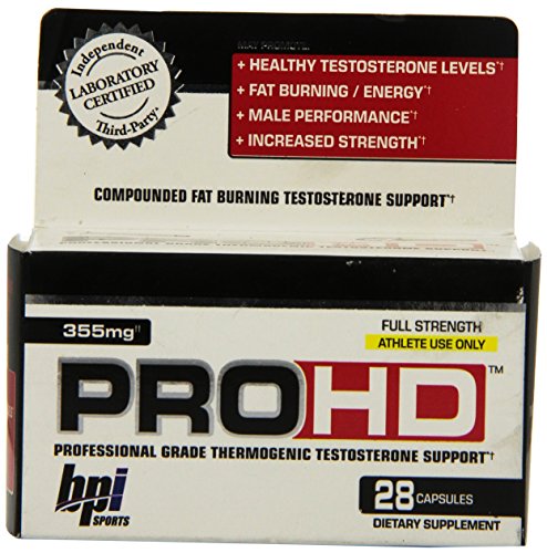 BPI Sports Pro-HD Professional Grade Thermogenic Testosterone Support Capsules, 28-Count