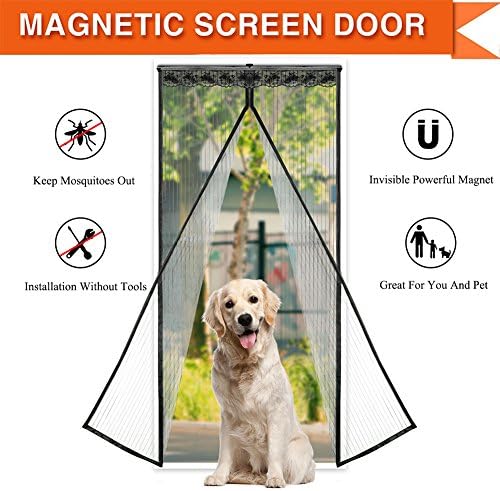 Magnetic Screen Door Magic Mesh Curtain with Anti-mosquito Fits Door Openings up to 34x82 MAX Vainl