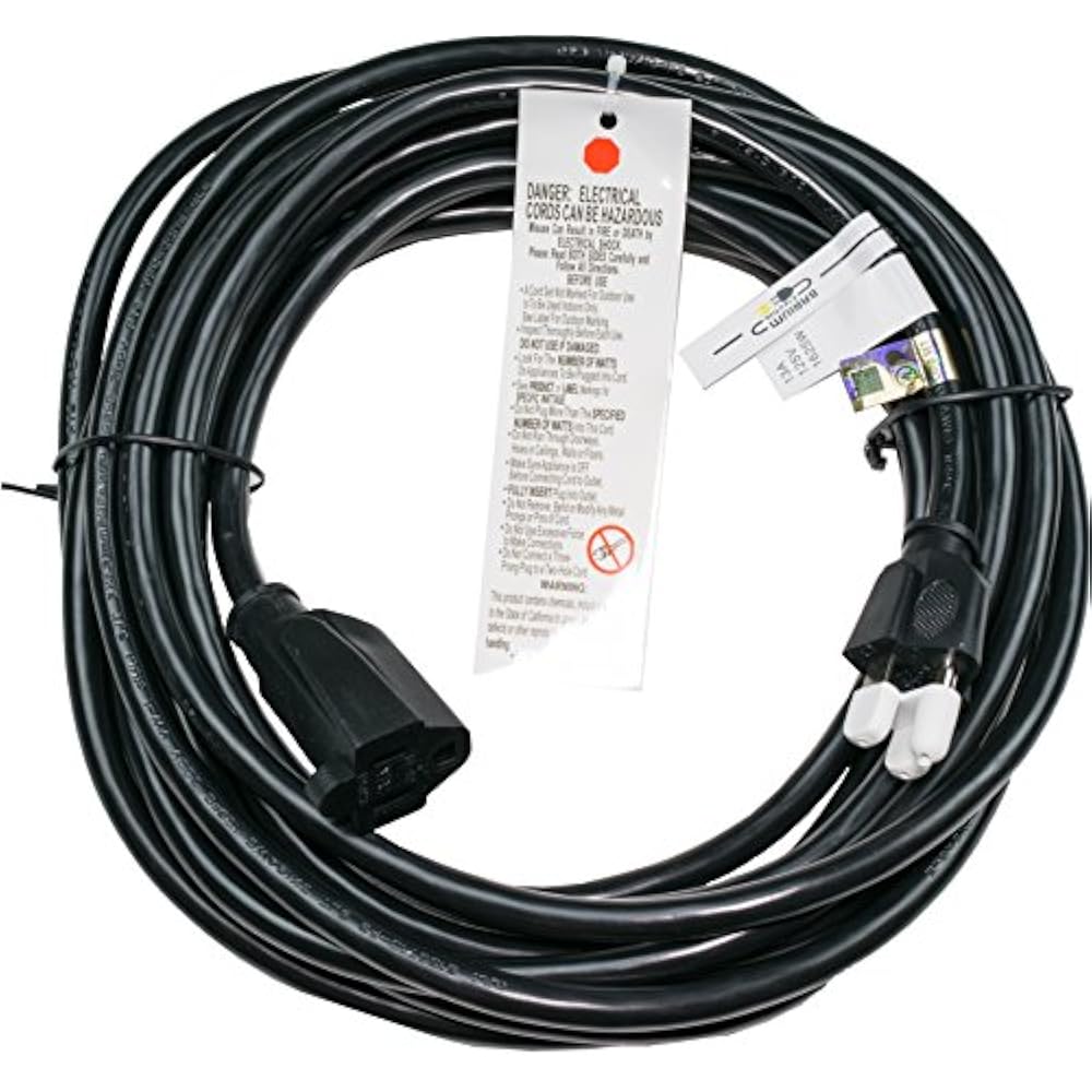 25 Ft Extension Cords Black 16 AWG 1625 Watt 13 Amp 120 Volt