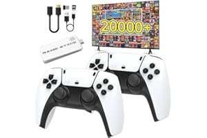 SUNZONEFLO Retro Handheld Game Console Stick, Gaming Console Stick Built-in 20000+ Plug-and-Play Video Games, Equipped with 18 Simulators, 4K HDMI Output and Dual 2.4G Controller（64GB）