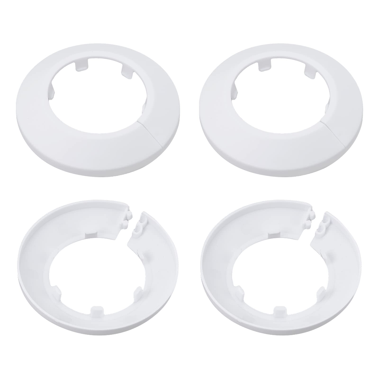DTGN 85x13mm(DxT) Pipe Cover Decoration - 4Pack - Good for Bathroom Kitchen 50mm Dia Pipe - PP Plastic Escutcheon - White