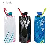 Mosuch Water Bottle Flexible Collapsible Foldable Reusable Outdoor 700ml Water Bottles 3 Pack