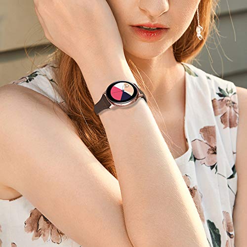 EZCO Leather Bands Compatible with Samsung Galaxy Watch Active/Active 2 / Galaxy Watch 42mm / Gear Sport, 20mm Slim Genuine Leather Watch Strap Replacement Wristband for Galaxy Watch 42mm R810 - Thumbnail 5