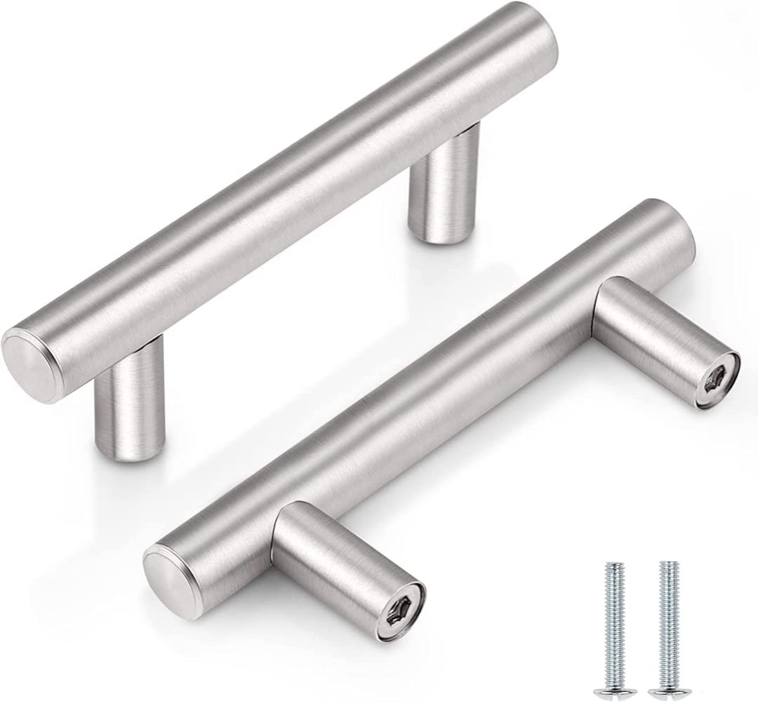 CCHONG 5 Pack Kitchen Cupboard Handles Stainless Steel Kitchen Door Handles Brushed Cabinet Handles Wardrobe Drawer (5 Pack Silver, Hole Centre 64mm)