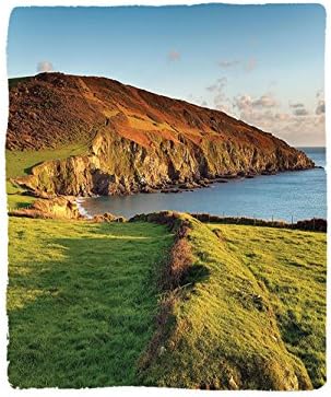 VROSELV Custom Blanket Seaside Collection The south west coast path as it passes Hemmick Beach from Gorran Haven cliffs Bedroom Living Room Dorm