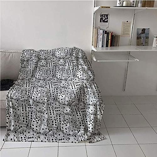 Suchashome Casino Fabric The Yard Blanket Cozy，The Dices Close up Image Abstract Monochromic Chaotic Crowded Gaming Houses，Plush Throw Blanket，All Season Blanket 57" x 74"