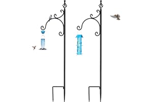 Kingsyard 2 Pack Outdoor Shepherds Hooks, 46 Inch Adjustable Bird Feeder Pole for Hanging Plant Lanterns Solar Lights Wedding Decoration, Black