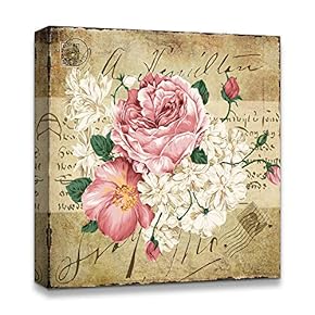 Canvas Wall Art Abstract Antique Style Design Painting Artwork for Home Prints Framed - 12x12 inches