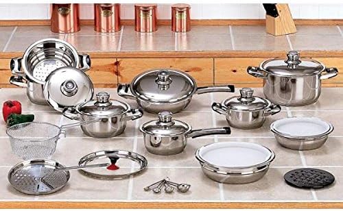 New 12 Element 28pc T304 Stainless Steel Waterless Cookware Set Pots &amp; Pans