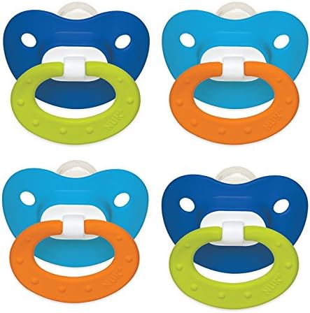 NUK Puller Silicone Pacifier, 2 Pack, 6-18 Months (Blue/Green)