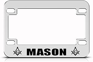 SPEEDY PROS Masonic Mason Moson Logo Metal Bike Motorcycle License Plate Frame Holder