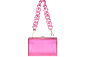 L-COOL Cute Transparent Acrylic Shoulder Bag Clear Crossbody Evening Clutch Purse Handbag With 2 Gold Chain For Women