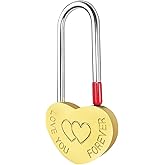 Gradleen Brass Single Heart Lock 3.5" 50mm Love Padlock,Engraved Love-You-Forever Metal Padlock for Lovelock Bridge,Wedding & Anniversary(Keyless)