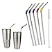 EHME 10.5“ Stainless Steel Reusable Straws FDA Approved for Stainless Steel YETI Tumblers, RTIC, Ozark Trail Ramblers, Matching Multicolored Silicone Circle for Anti-slip, Cleaning Brush Included.