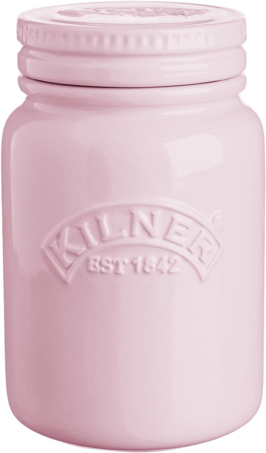 Kilner 0.6 Litre Dusty Pink Push Top Stoneware Storage Jar