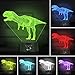 Elstey Dinosaur 3D LED Night Light Table Desk Lamps, 3D Optical Illusion Visual Lamp 7 Colors Touch Table Desk Lamp for Christmas Gift