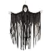 Halloween Haunters Animated Hanging Talking Jumping Forward Moving Skull Skeleton Reaper Prop Decoration - Speaks 3 Spooky Phrases, LED Light Up Eyes, 3 Feet, Haunted House Graveyard Party Entryway