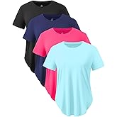 Star Vibe Women's Quick-Dry Short Sleeve Workout T-Shirt UPF 50+ Sun Protection Athletic Top for Yoga Gym Running 4 Pack