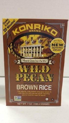 KonrikoWild Pecan Brown Rice – Nutty Aroma Long-Grain Brown Rice - Wheat-Free, Gluten Free, No MSG 7 oz (Pack of 3)