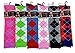 6 Pairs Women's Fancy Design Multi Colorful Patterned Knee High Socks,Argyle Design,Size 9-11 ( Fit women shoe size 4 to 10 )