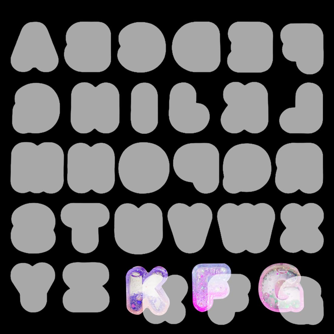 Voyyphixa 10 Set Resin Shaker Seal Films Alphabet Plastic Sealing Protective Films Quicksand Silicone Casting Moulds for DIY Keychain Pendant Jewelry Ornaments