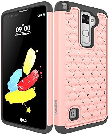 LG Stylo 2 case, LG Stylus 2 case, LG LS775 case, RaxnWell [Shockproof] [Heavy Duty Protection] Diamond Studded Starry 2-Piece Style Protective Phone Case for LG Stylo 2 (Rose Gold)
