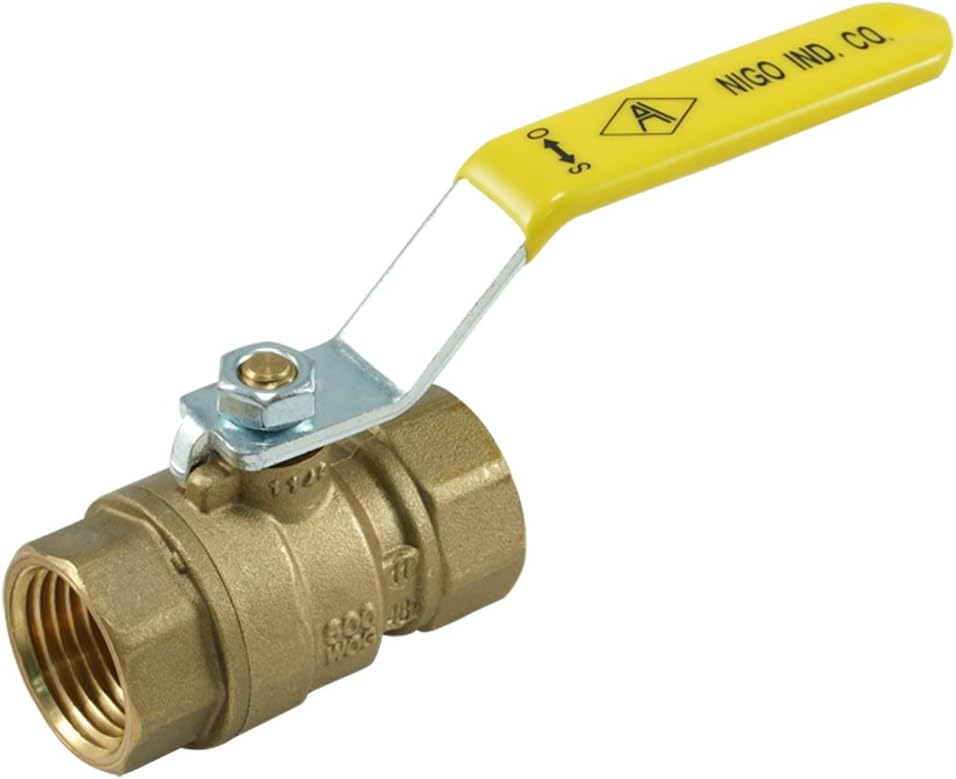 Nigo 1140SS Series Forged Brass Ball Valve, Lever Handle, NPT Female, Full Port 600WOG (1-1/4")