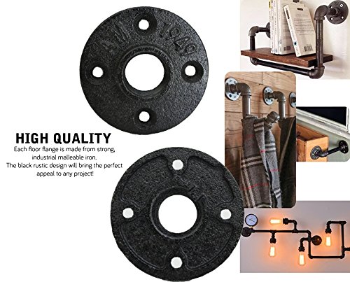 3/4'' Malleable Black Iron Floor Flange Threaded Bearing Pipe Fittings for Industrial Furniture/DIY Decor (3/4 inch) 10 Pack - by NODNAL Co.