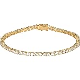 Amazon Essentials Plated Sterling Silver Round Cut Cubic Zirconia Tennis Bracelet