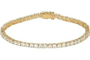 Amazon Essentials Plated Sterling Silver Round Cut Cubic Zirconia Tennis Bracelet (previously Amazon Collection)
