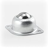 (Case of 10) Hudson Bearings BT-1CS Two-Hole Flange Mounted Ball Transfer, Carbon Steel, 1" Diameter, 75 lbs Load Capacity