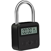 Tookie Metal Timer Lock, 99 Hours Max Timing Lock, USB Rechargeable Timer Padlock with LCD Display, Multi-Function Micro Electronic Timer Lock, Heavy Duty Metal Time Out Padlock(Black)
