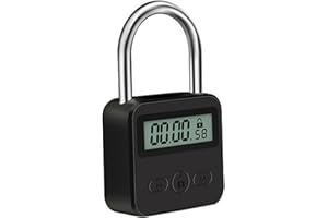 SOIKOI GEZICHTA Timer Padlock, Metal Timer Lock, LCD Display Multi-Function Electronic Time, 99 Hours Max Timing, USB Rechargeable Timer Padlock for Adult(Black) free size