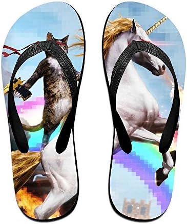 JIAU HUA War Unicorn Cat Unisex Flip Flops Anti-slip Pool Slippers Shoes