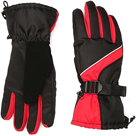 Ski Gloves Men Winter Warm Windproof Waterproof Outdoor Snow Snowboard Women and Kids (Red)