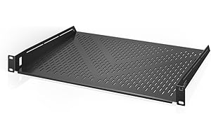 AC Infinity Vented Cantilever 1U Universal Rack Shelf, 14" Deep, for 19" Equipment Racks. Heavy-Duty 2.4mm Cold Rolled Steel,