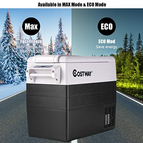 COSTWAY Car Refrigerator, 55Quart Portable Compressor Freezer, 4°F to