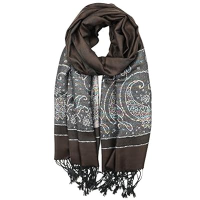 Achillea Women's Two Toned Paisley Lurex Jacquard Pashmina Shawl Wrap Scarf Achillea Women's Two Toned Paisley Lurex Jacquard Pashmina Shawl Wrap Scarf