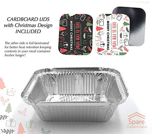 45 Pack - Small 1LB - Christmas Cookies Containers - Christmas Treat Foil Containers - Cookie Gift Boxes/For Gift Giving - Holiday Treat Boxes - Aluminum Pans with Lids -5.9''x4.7''x1.9'' SMALL SIZE - Thumbnail 2