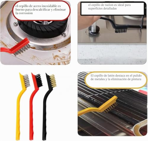 DuDuZui Set of 11 Crevice Cleaning Brushes, 6 Colorful Gap Cleaning Brushes, 3 Brass/Stainless Steel/Nylon Wire Brushes, 2 Scraper Tools